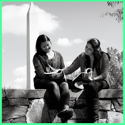 Two university students studying together in Washington, D.C.